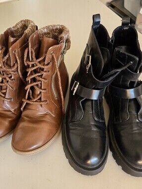 Size 5 Big Girls Combat/Moto Boots Bundle
